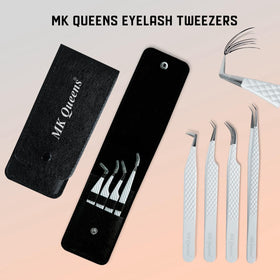 MK QUEENS lash tweezers 45-degree angle enhance visibility and accurate separation.