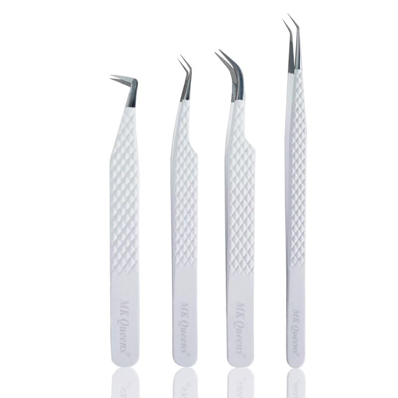 MK QUEENS lash tweezers 90-degree angle for precise lash placement and control.