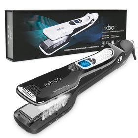 MKBOO steam hair straightener front view for silky, hydrated results