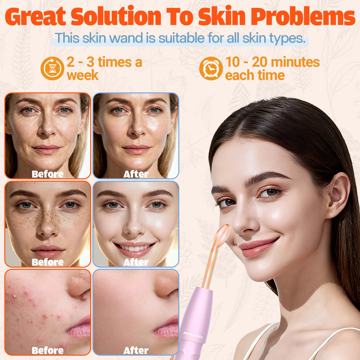 MKKGOD portable skin wand in use at home during a skincare session