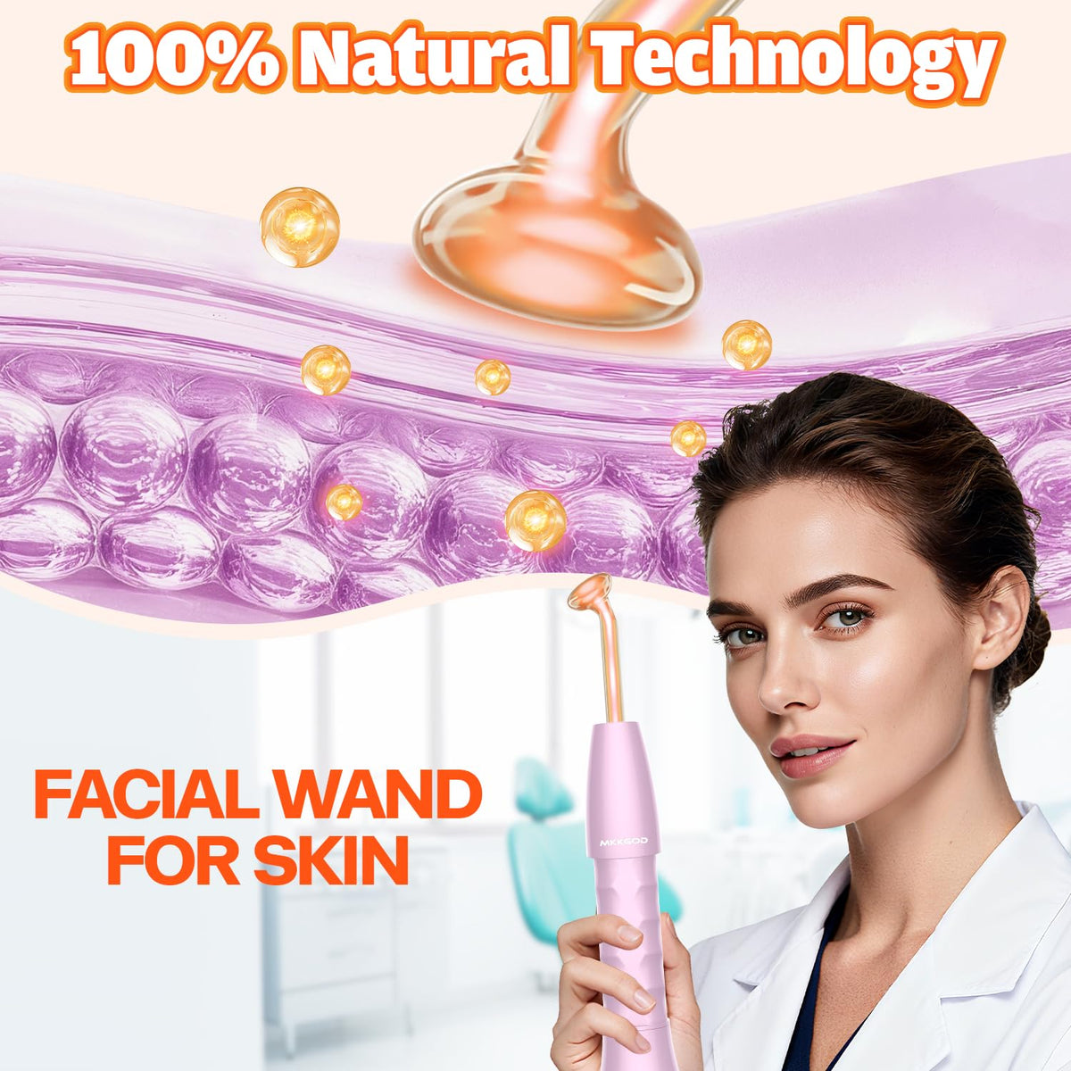 MKKGOD portable skin wand side handle showing comfortable grip for one-handed use