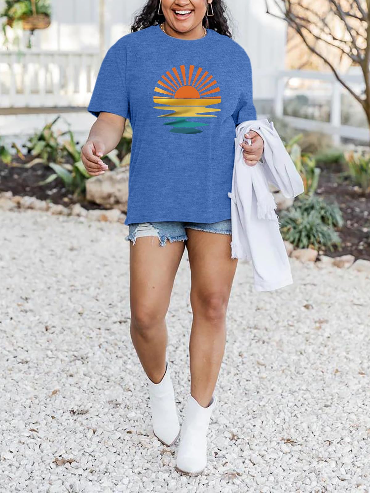 MK Shop Limited Sunrise Sunset T Shirt back view highlighting relaxed fit for casual outings