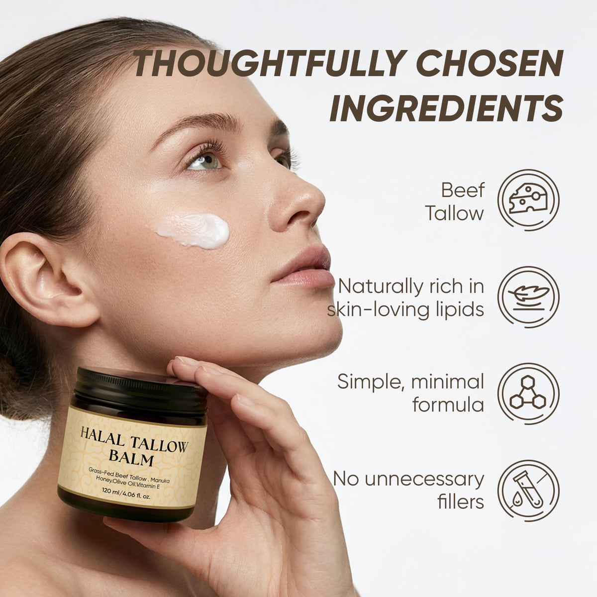 MKSUVGQ Halal Tallow Balm ideal for face application.