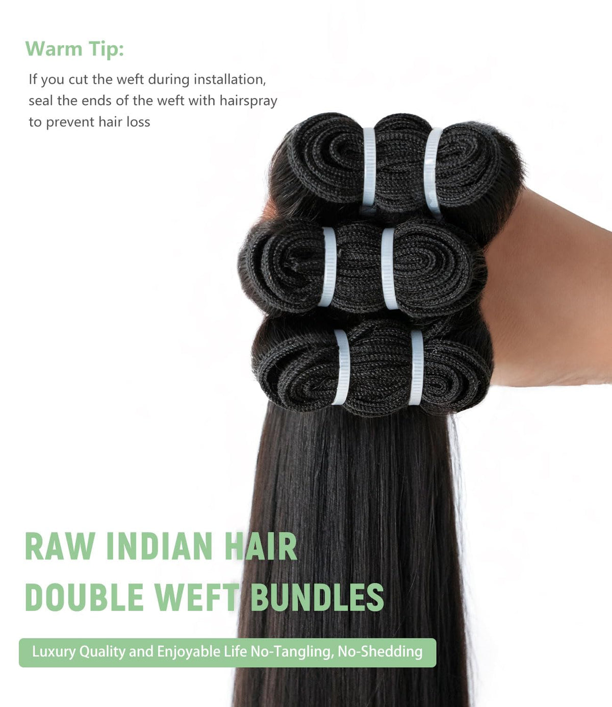 MLIP cuticle aligned weft close-up shows smoothness and minimal shedding.