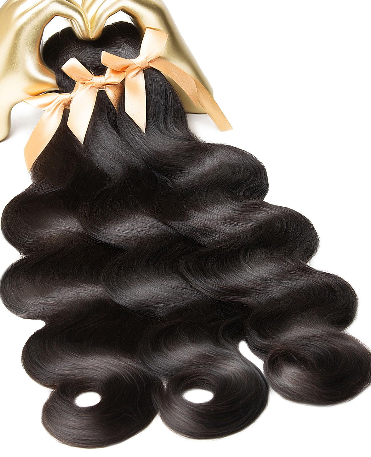 MLIP raw Indian body wave closeup highlights silky texture