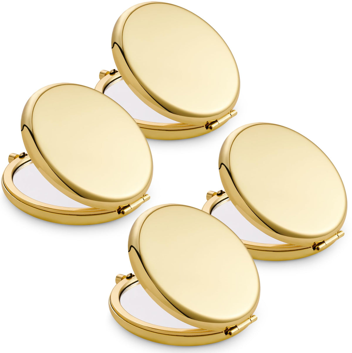 MLLXX compact purse mirror in gold, four-pack, ideal for on-the-go touch-ups.
