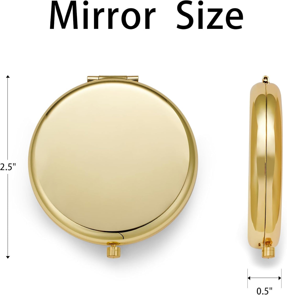 MLLXX travel-friendly pocket mirror, 2.5 inch diameter, fits in any bag.