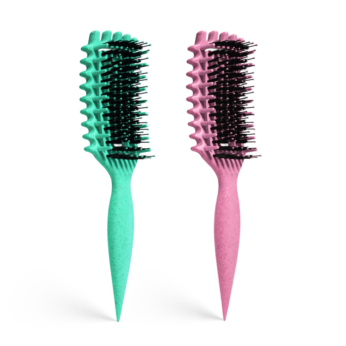 MMBVSZ curly hair brush packaging shows a compact, travel-friendly design.