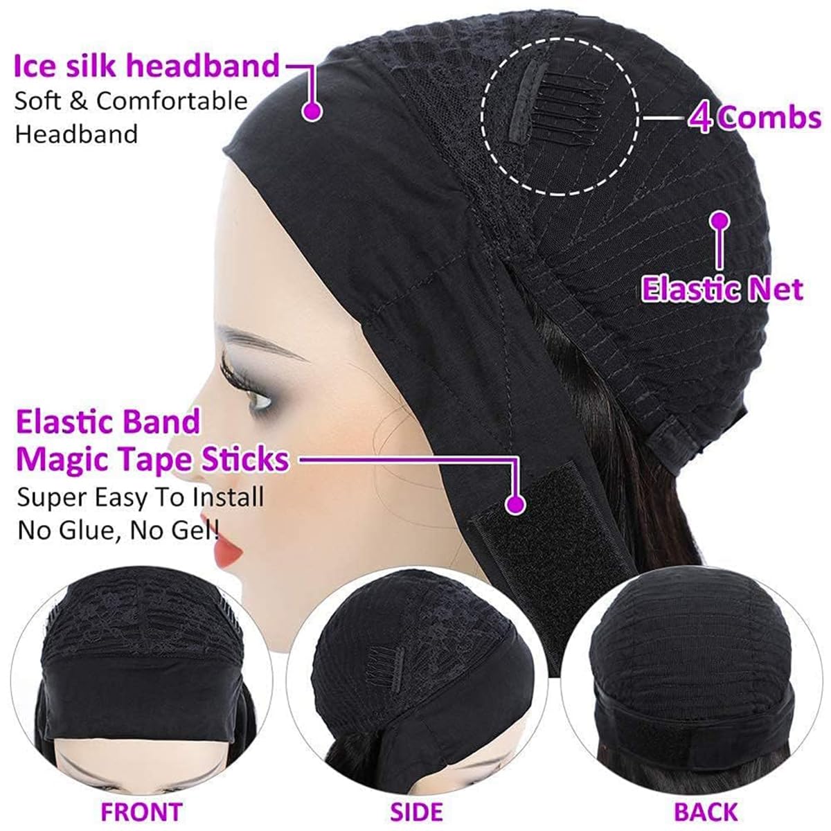 mmiQus Water Wave Wig includes two random headbands for versatile looks
