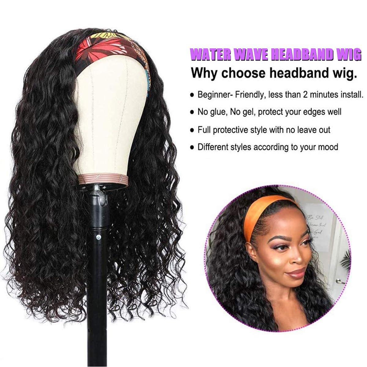 mmiQus headband wig cap with four combs and Velcro for secure fit.