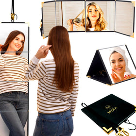 MMIRA folding full-length mirror in pyramid setup for outfit and makeup prep