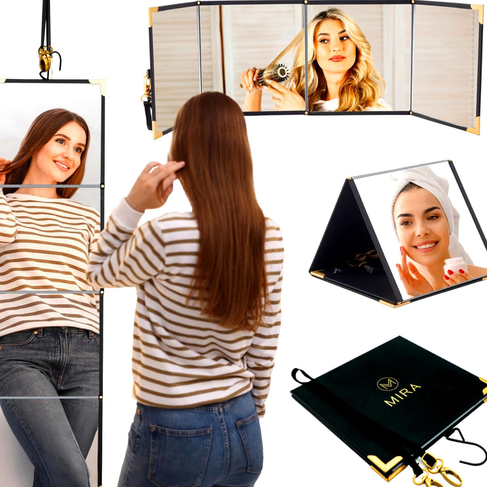 MMIRA folding full-length mirror in pyramid setup for outfit and makeup prep