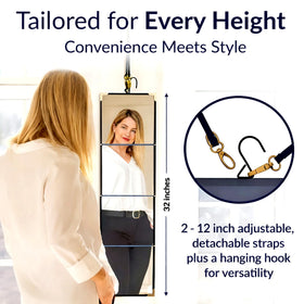 MMIRA folding full-length mirror in vanity configuration for hair and makeup checks