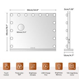 M MIVONDA smart touch controls with USB port for easy adjustments and charging.