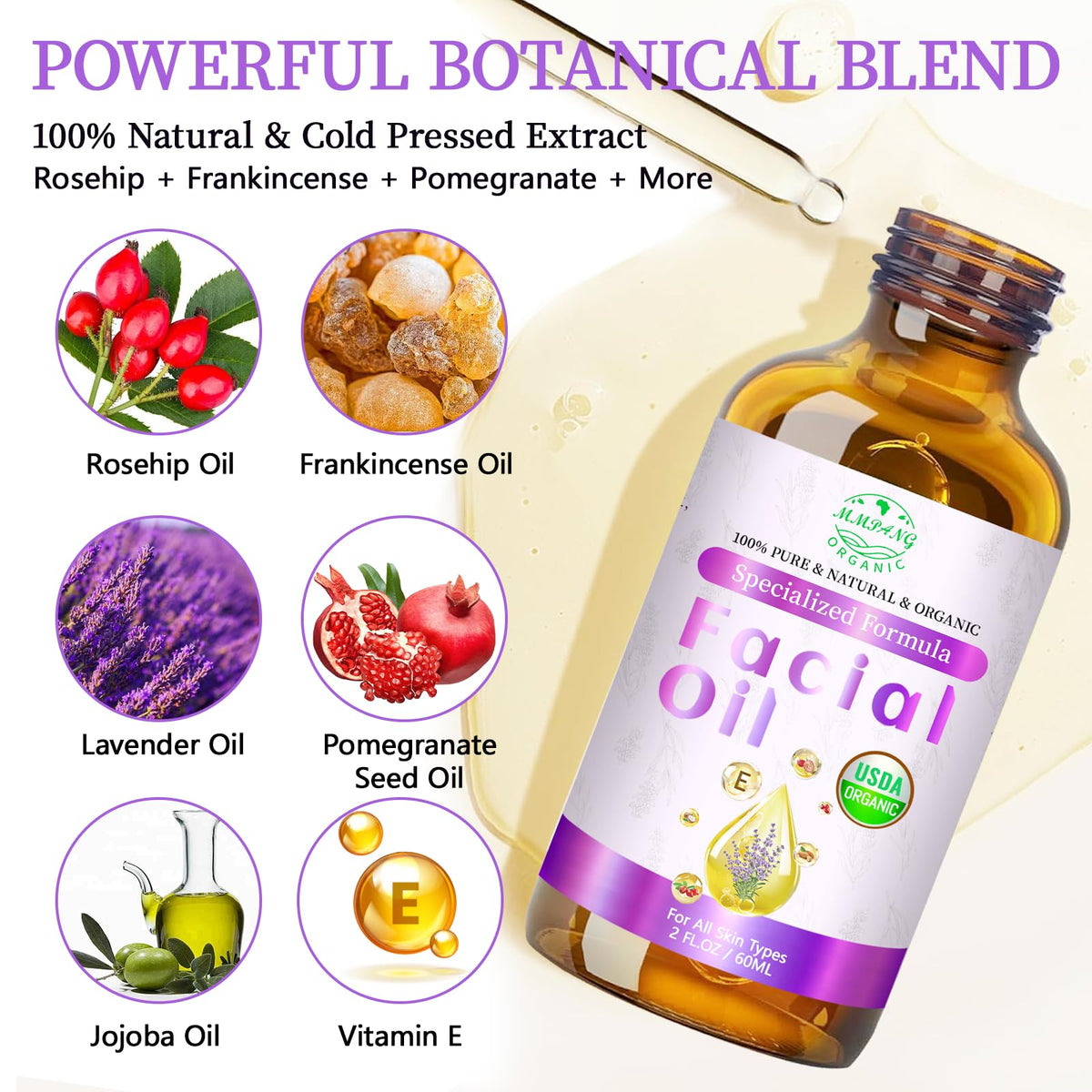 MMPANG Lavender Oil bottle designed for soothing fragrance and balanced skin