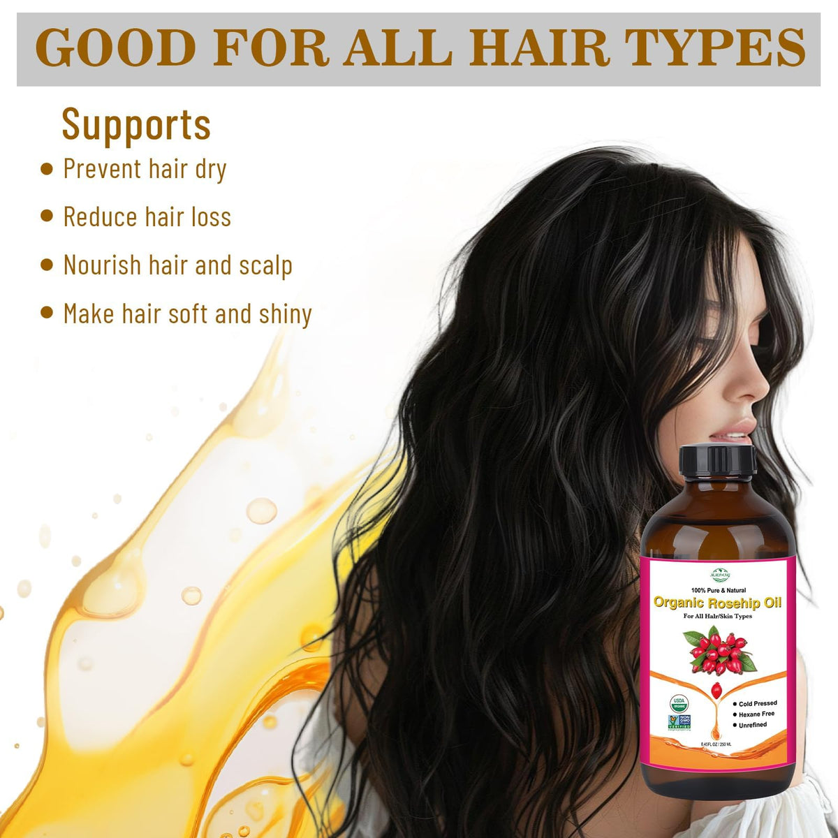 MMPANG Rosehip Seed Oil texture on skin indicates light absorption