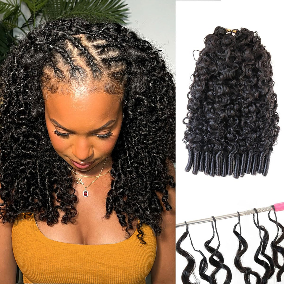 Mnador Burmese curly crochet hair 14 inch close-up texture for natural blend