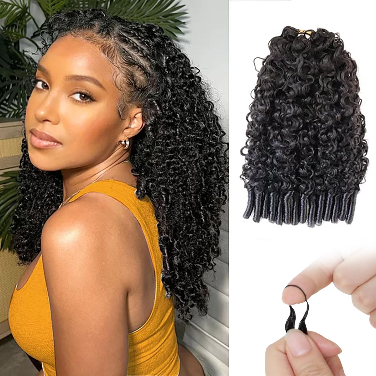 Mnador Burmese curly crochet hair pack front view for natural blend and easy styling.