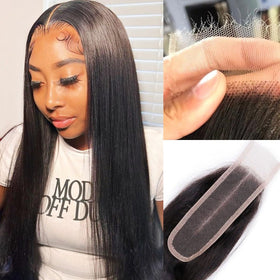 Mnador skinlike HD lace closure blending with skin tones for a seamless look.