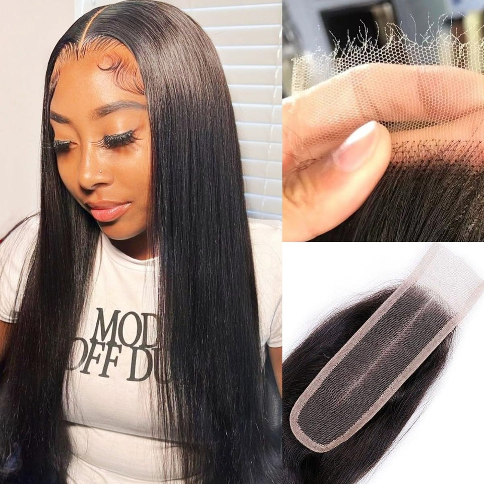 Mnador skinlike HD lace closure blending with skin tones for a seamless look.
