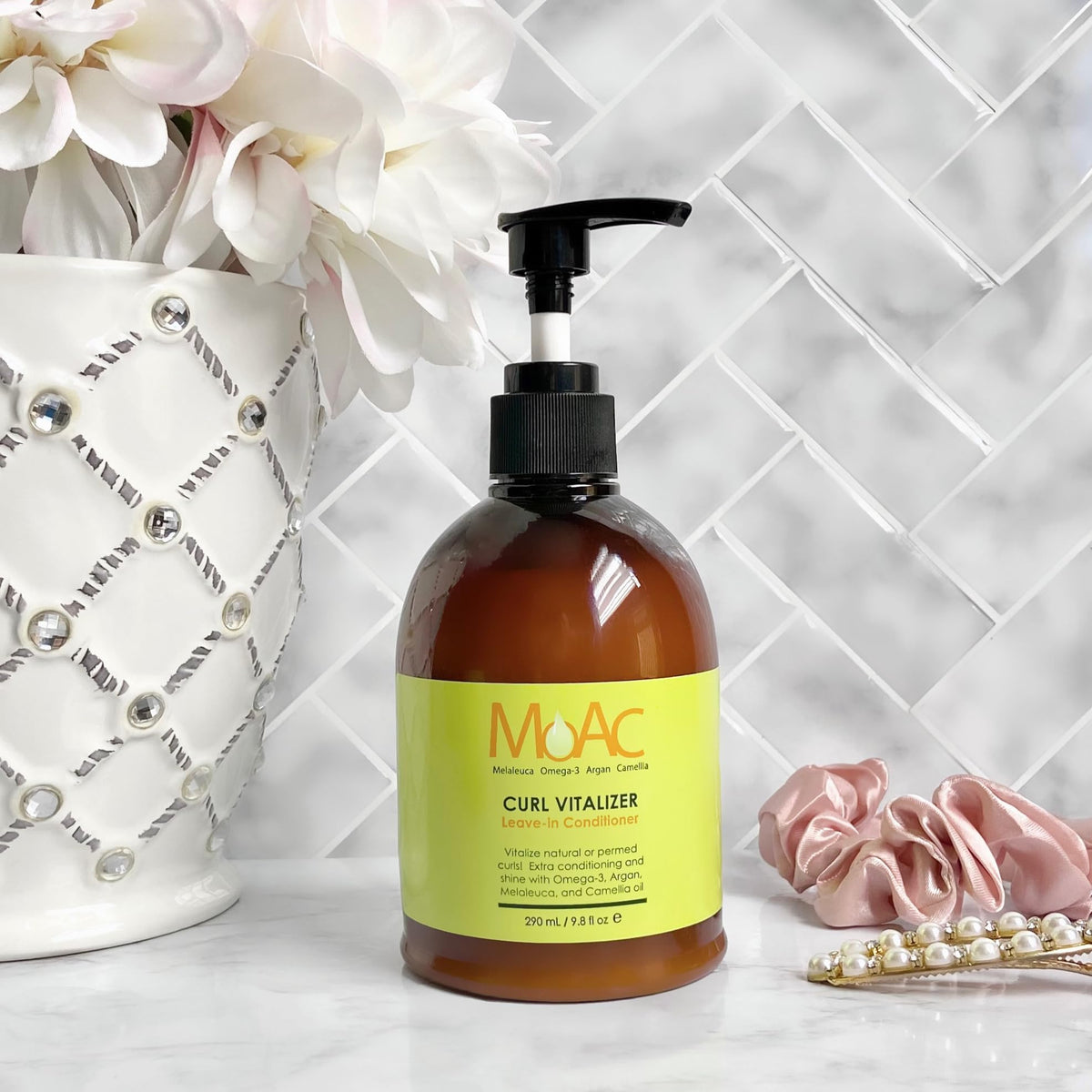 Moac Curl Vitalizer close-up hair texture after application showing softness.