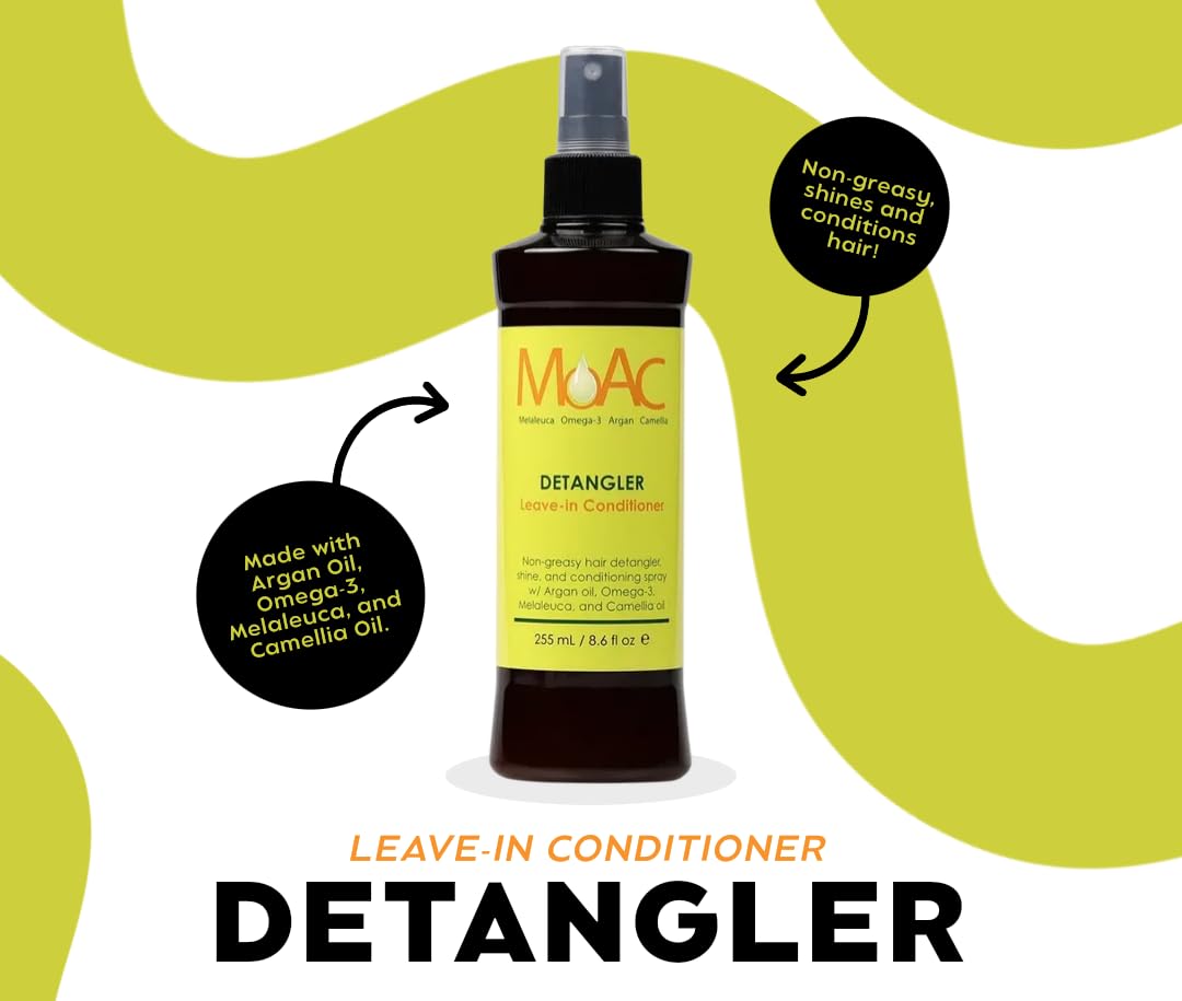 Moac Detangler ingredient blend highlights nourishing oils for balanced protein and moisture