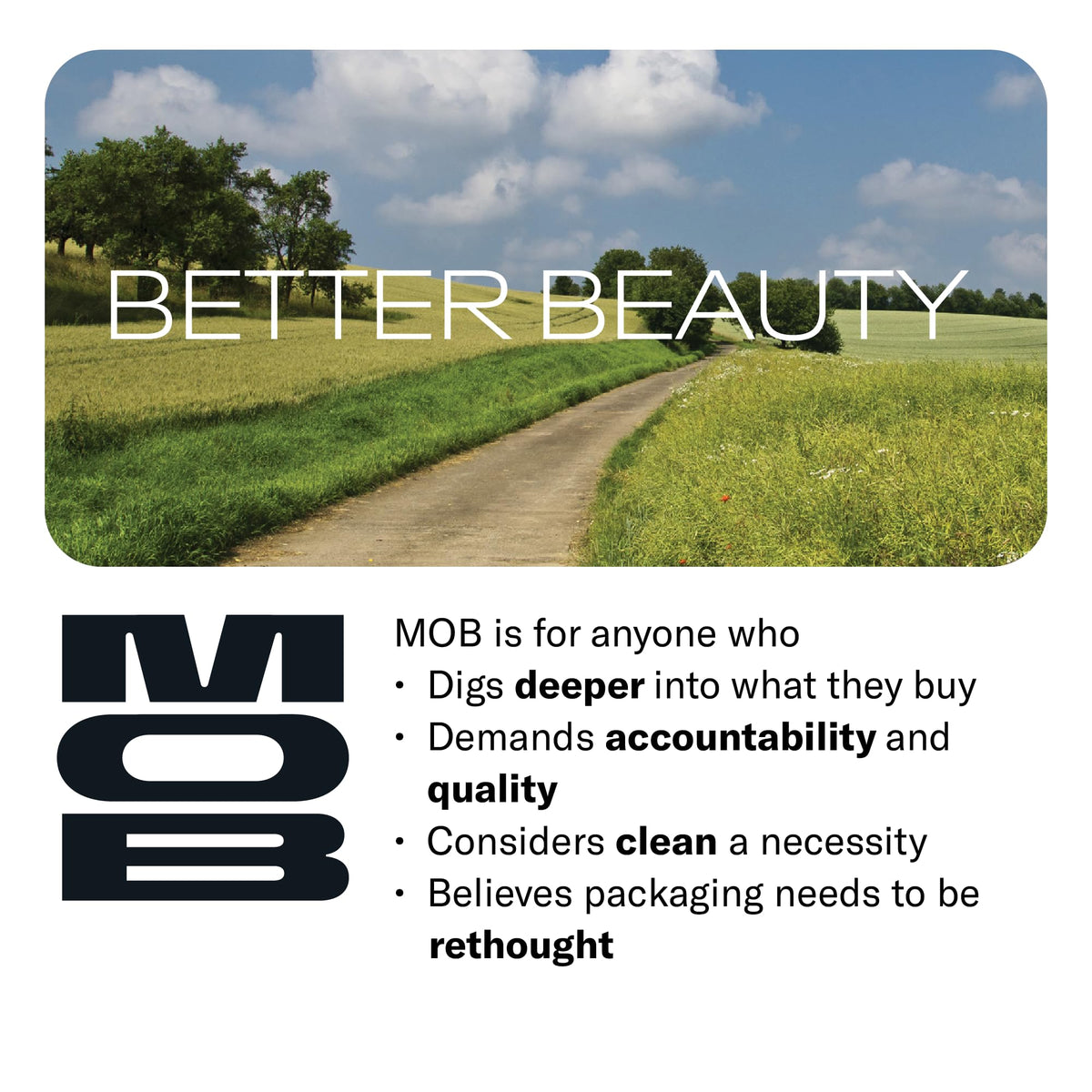 Sustainable MOB packaging with recycled bottle and compostable cap