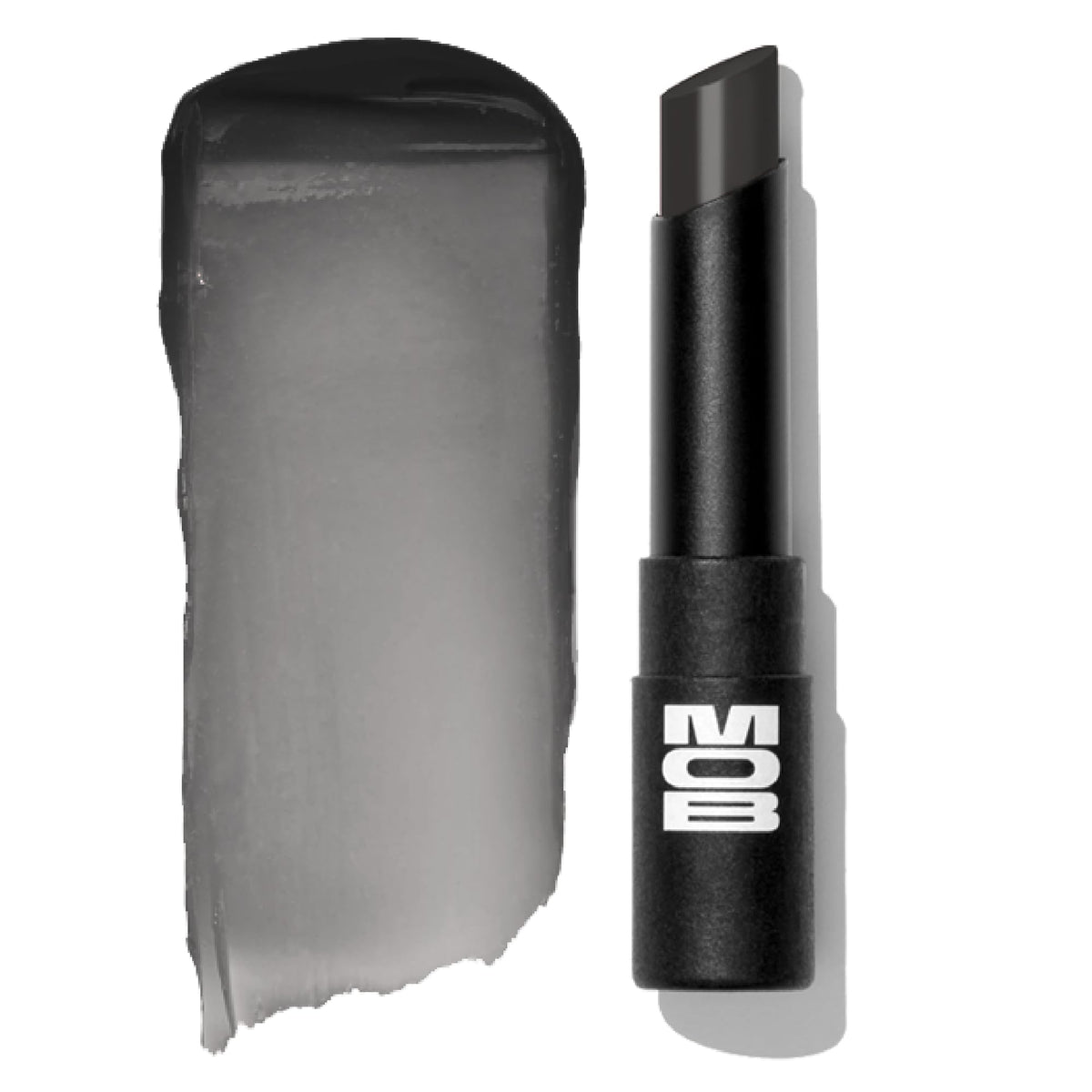 MOB Beauty Hydrating Shine Lip Balm M138 black tint in a sleek tube, glossy moisture on lips