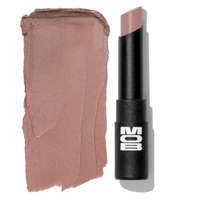 MOB Beauty Soft Matte Lipstick M102 Mauve Greige tube close-up showing creamy nourishing texture
