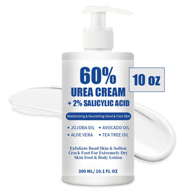 MOC LINK Urea Cream 60% pump bottle shown for deep hydration on very dry feet.