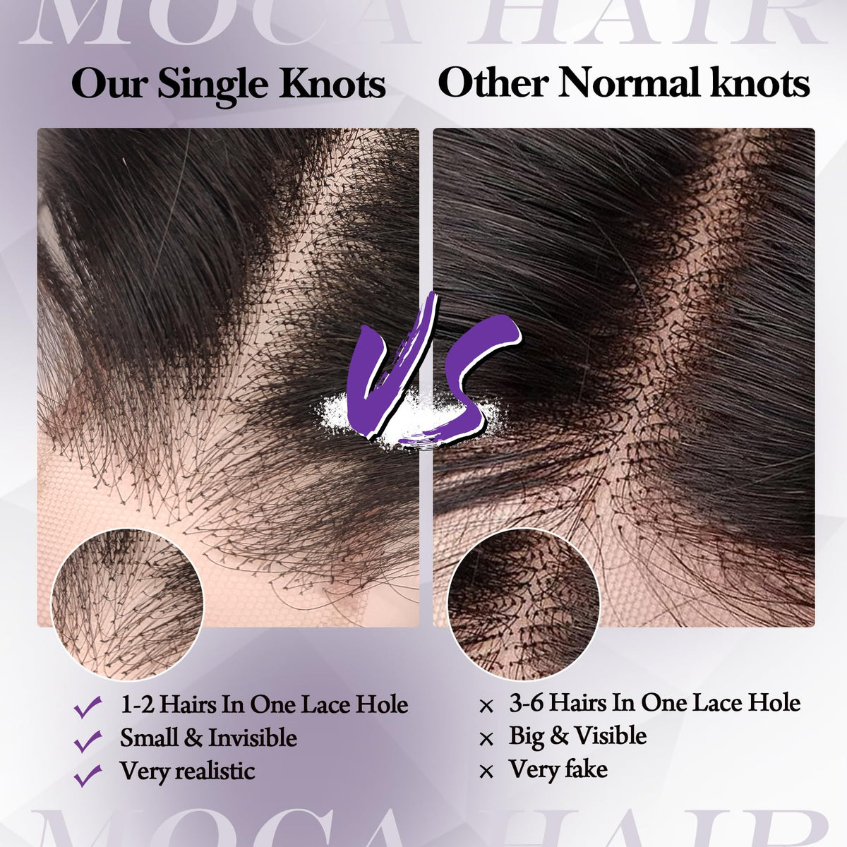 MOCA HAIR single knot bleached hairline for seamless part