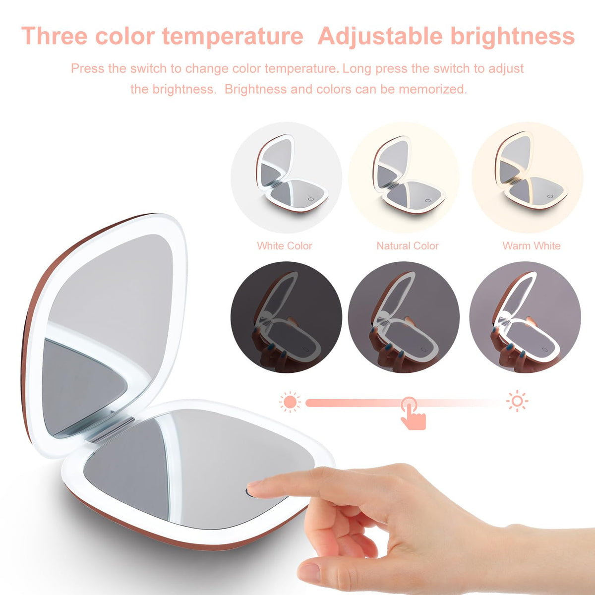 Mocado travel mirror offers three lighting modes for versatile use
