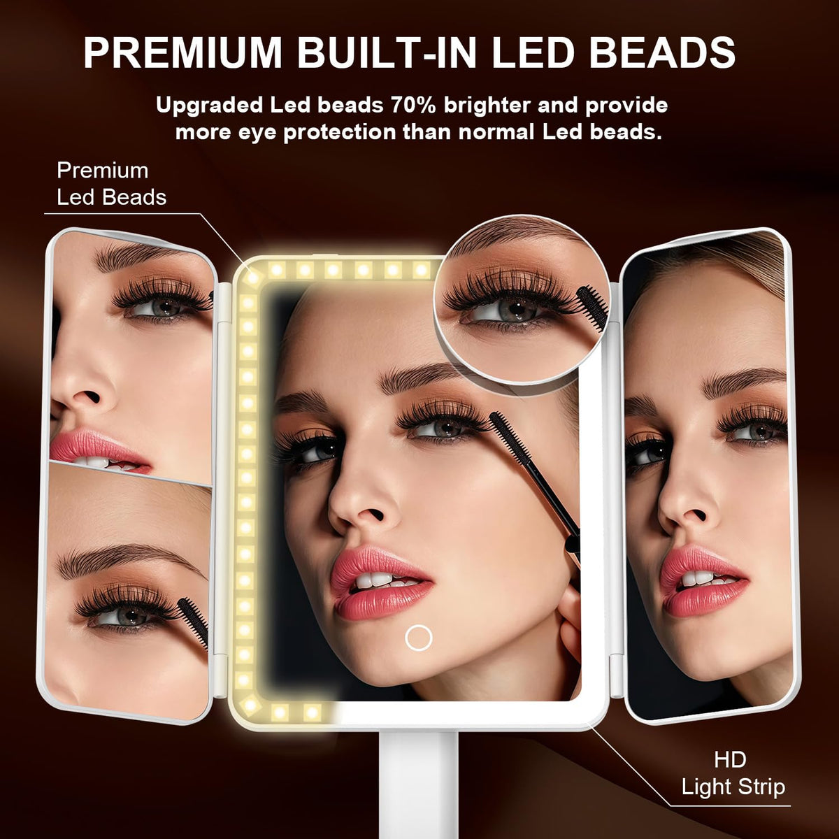 Mocado makeup mirror 3x ideal for foundation application.
