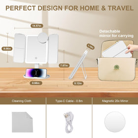 Mocado makeup mirror height-adjustable stand for comfortable use.