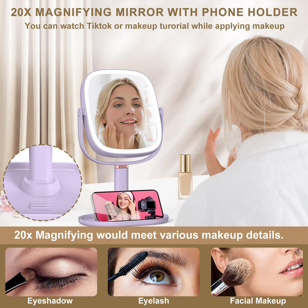 Height adjustable Mocado mirror to fit different desks and seating