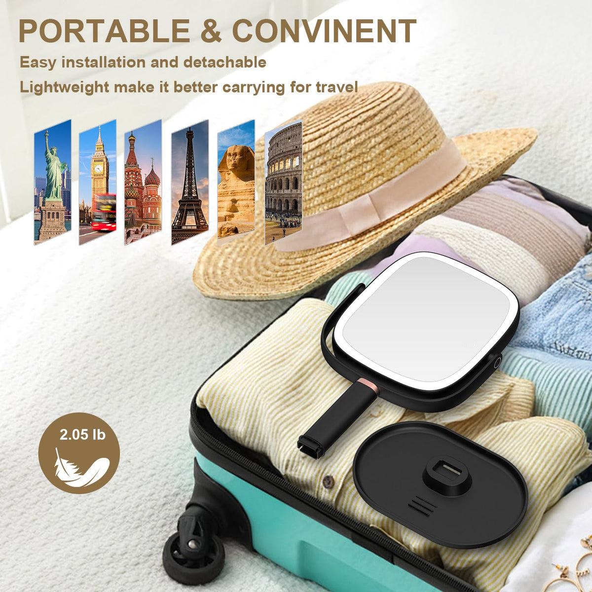 Mocado makeup mirror USB‑C charging delivers cordless convenience