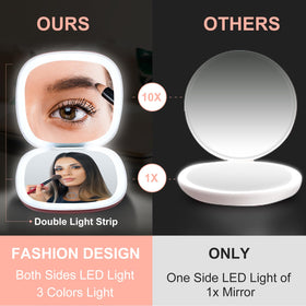 Mocado travel mirror with dimmable light for flattering daylight-like illumination
