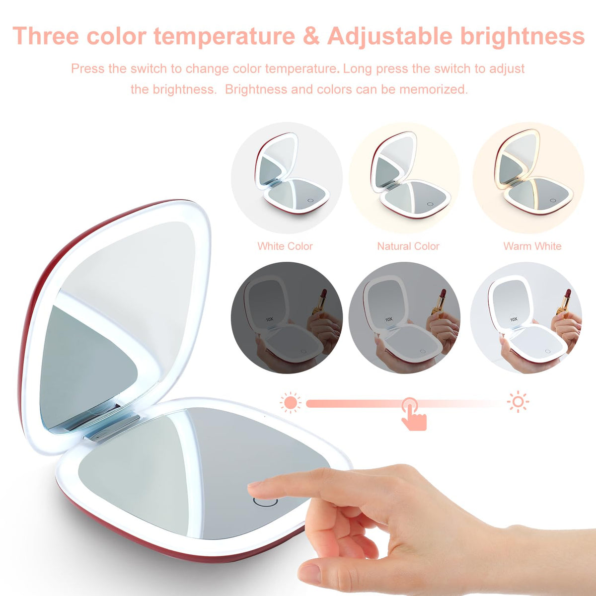 Mocado USB-rechargeable travel mirror for power on the go
