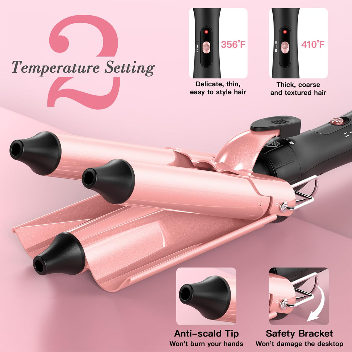 MOCEMTRY bubble curling wand close-up for soft, voluminous waves.