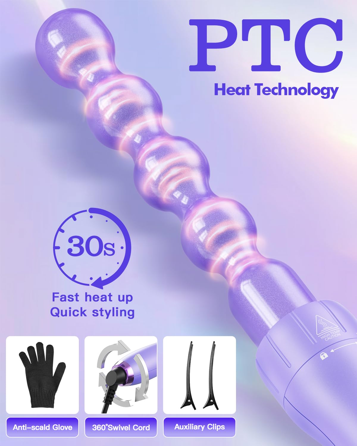 MOCEMTRY ceramic barrels close-up delivering smooth curls