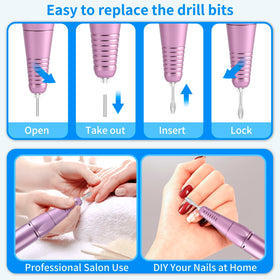 MOCOWIND seven drill bits and six sanding bands for versatile nail tasks.