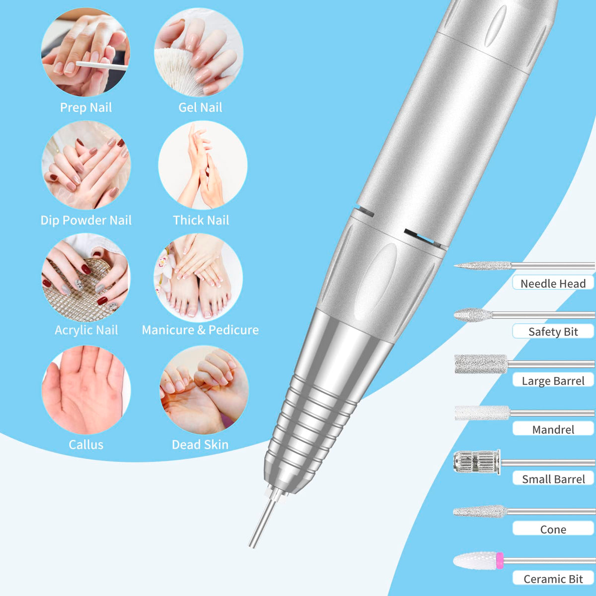 MOCOWIND rechargeable nail file kit offering cordless convenience for on-the-go manicures