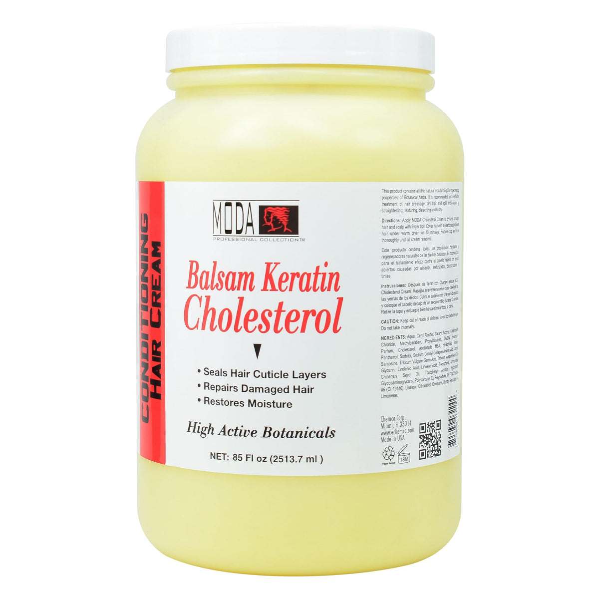 MODA keratin cholesterol balsam bottle for nourishing hair and easier styling