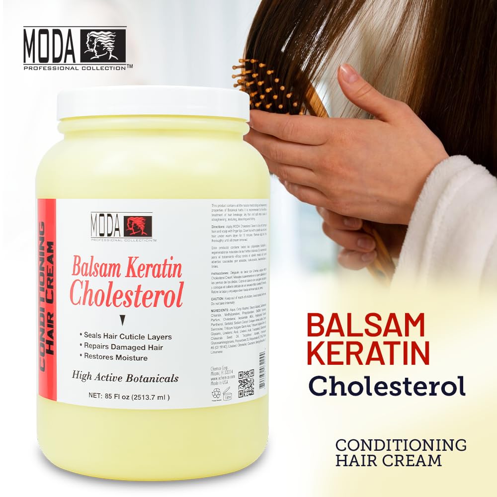 MODA balsam ingredients highlight keratin and cholesterol for stronger hair