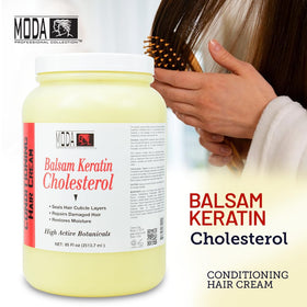 MODA balsam ingredients highlight keratin and cholesterol for stronger hair
