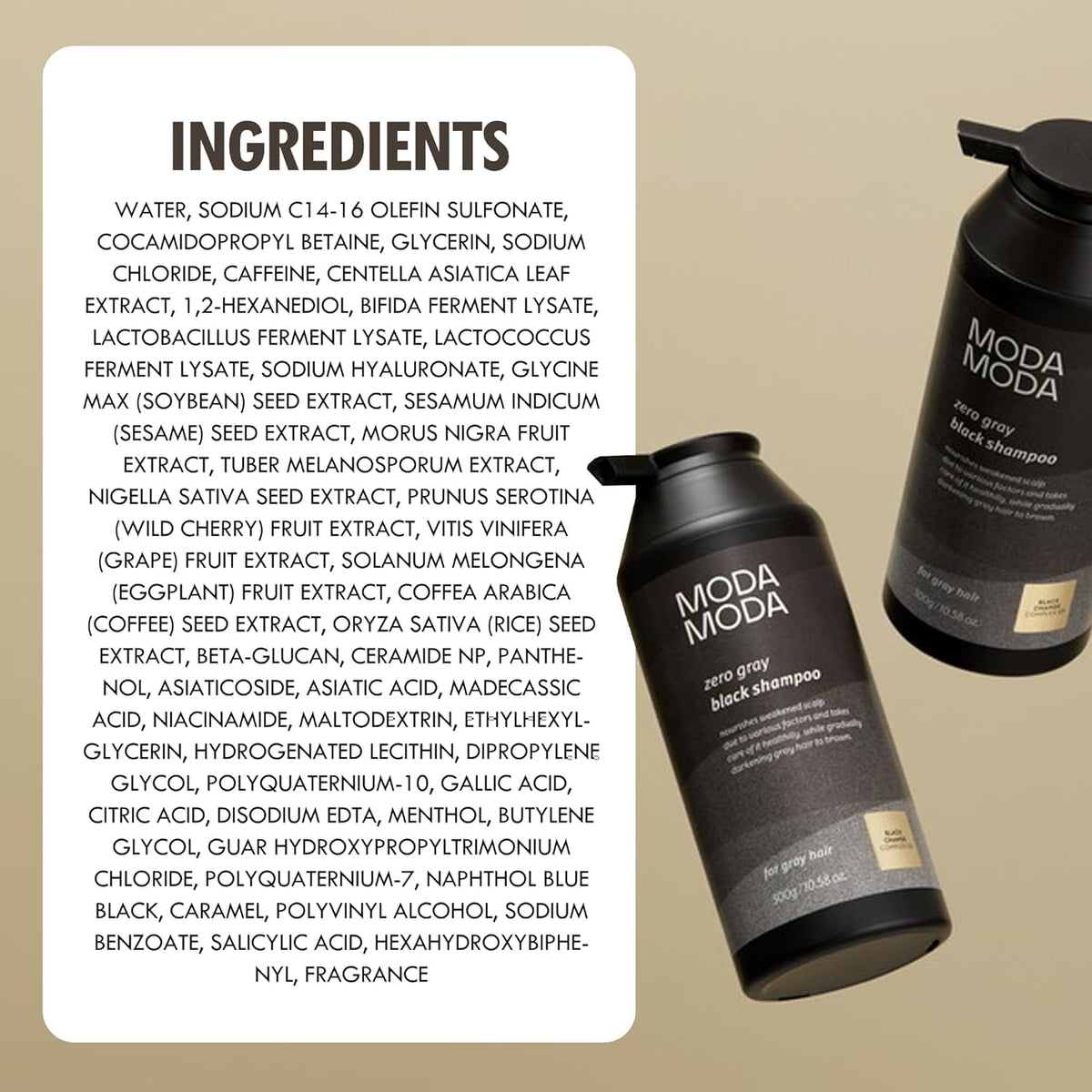 MODA MODA Zero Gray Black Shampoo color transformation preview image.