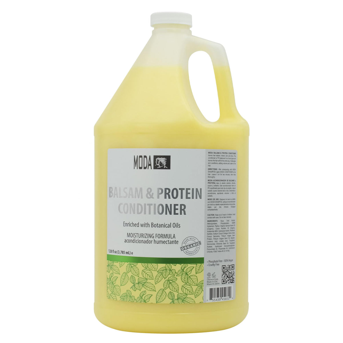 MODA Moisturizing Conditioner bottle front view showing professional-grade formula for all hair types.