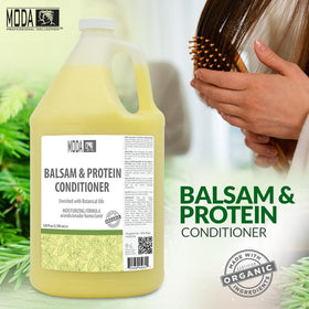 MODA Moisturizing Conditioner label close-up emphasizing silicone-free and cruelty-free formula.