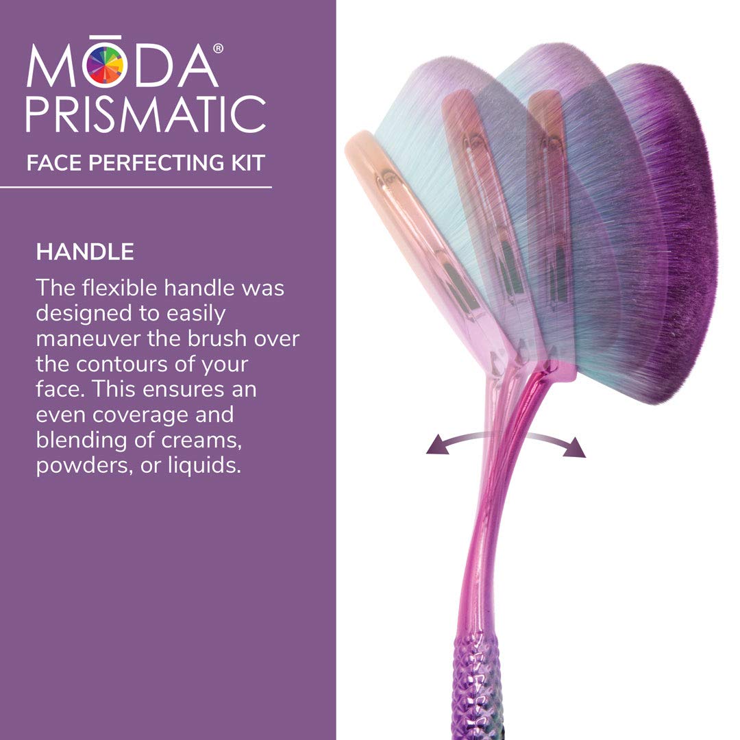 Closeup of MODA Prismatic brush-set showing ergonomic textured handles