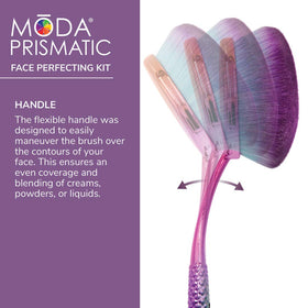Closeup of MODA Prismatic brush-set showing ergonomic textured handles